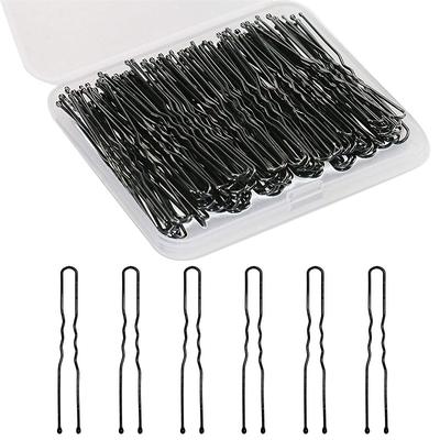 U Shaped Hair Pins, 200PCS 2.4inch Bun Hair Pins for Women Kids Girls Hairdressing Salon with Storage Box, for All Hair Types - Brown