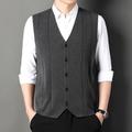 Men's Sweater Vest Wool Sweater Ribbed Knit Knitted Stripes V Neck Modern Contemporary Korean Daily Wear Going out Clothing Apparel Sleeveless Spring Fall Black Camel M L XL