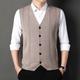 Men's Sweater Vest Wool Sweater Ribbed Knit Knitted Stripes V Neck Modern Contemporary Korean Daily Wear Going out Clothing Apparel Sleeveless Spring Fall Black Camel M L XL