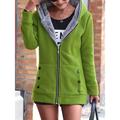 Women's Winter Coat Hoodie Jacket Street Fall Winter Regular Short Coat Regular Fit Windproof Warm Stylish Contemporary Casual Jacket Long Sleeve Plain with Pockets Full Zip Red Blue Green