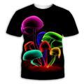 Graphic Mushroom Exaggerated Men's 3D Print Shirt T shirt Tee Party Daily T shirt Black Yellow Black / Purple Short Sleeve Round Neck Shirt Clothing Apparel Normal S M L XL XXL 3XL