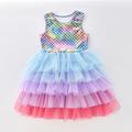 Elegant Girls' Mermaid-Style Princess Dress Eye-Catching Color Block Detail Comfortable for Special Occasions, Birthday Pageants, Easy to Care for (Hand Wash), Perfect for Kids 3-7 Years