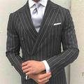 Green Black Burgundy Men's Wedding Suits Pinstripe Peak Lapel Business Formal Striped Suits 2 Piece Fashion Plus Size Double Breasted Six-buttons 2024