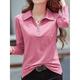 Women's Polo T shirt Tee Cotton Plain Sports Weekend Quarter Zip Black Long Sleeve Fashion Shirt Collar Spring Fall