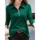 Women's Polo T shirt Tee Cotton Plain Sports Weekend Quarter Zip Black Long Sleeve Fashion Shirt Collar Spring Fall