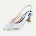 Women's Wedding Shoes Slingback Bridal Shoes Block Heel Square Toe Minimalism Satin Elastic Band Black White Ivory