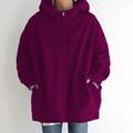 Women's Plus Size Winter Jacket Hoodie Coat Solid Color Sport Causal Long Sleeve Hoodie Regular Fall Winter Deep Purple Grass Green Black S M L XL XXL