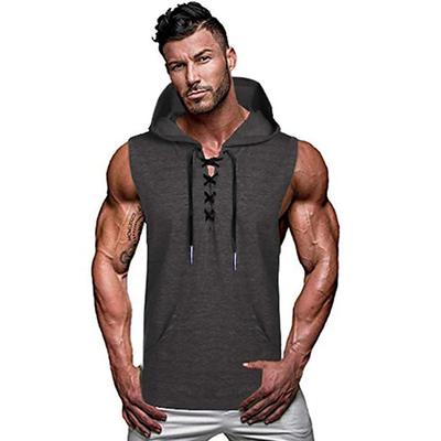 Men's Running Tank Top Workout Tank Pocket Hooded Sleeveless Hoodie Cotton Comfort Breathable Moisture Wicking Fitness Gym Workout Exercise Fitness Sportswear Activewear ArmyGreen Black Gray