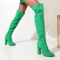 Women's Boots Suede Shoes Sock Boots Plus Size Daily Solid Color Over The Knee Boots Thigh High Boots Winter Chunky Heel Fashion Sexy Classic Suede White Blue Orange