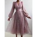 Women's Sequin Dress Party Dress Sparkly Dress Dress Homecoming Dress Sheath Dress Swing Dress Midi Dress Dusty Rose Dusty Blue Long Sleeve Plain Ruched Winter Fall Spring V Neck