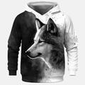 Boys 3D Wolf Hoodie Pullover Long Sleeve 3D Print Spring Fall Fashion Streetwear Cool Polyester Kids 3-12 Years Hooded Outdoor Casual Daily Regular Fit