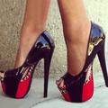 Women's Heels Pumps Stilettos High Heels Sexy Party Color Block Platform High Heel Peep Toe Suede Patent Leather Loafer Nude Black Blue Shoes With Red Bottoms