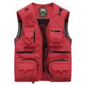 Men's Gilet Fishing Vest Hiking Vest Outdoor Street Fishing Racing Sporty Casual Summer Fall Pocket Full Zip Polyester Breathable Solid Color Zipper V Neck Regular Fit Black Army Green Red Navy Blue