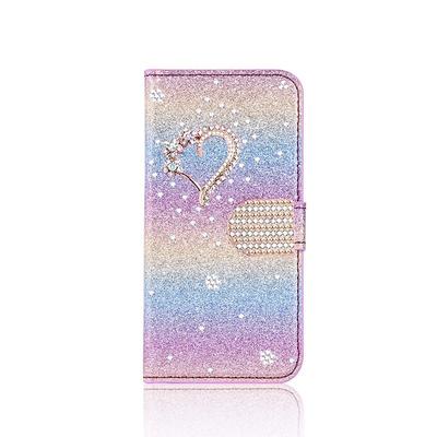 Phone Case For Samsung Galaxy S24 S23 S22 S21 S20 Plus Ultra A55 A35 A25 A15 5G A14 A34 A73 A32 A52 Note 20 10 Wallet Case with Stand Holder Bling Rhinestone Heart Glitter Shine Flower PU Leather