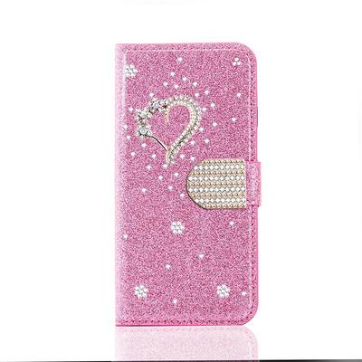 Phone Case For Samsung Galaxy S24 S23 S22 S21 S20 Plus Ultra A55 A35 A25 A15 5G A14 A34 A73 A32 A52 Note 20 10 S25 Ultra Wallet Case with Stand Holder Bling Rhinestone Heart Glitter Shine Flower PU