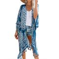 Women's Swimwear Cover Up Beach Top Normal Swimsuit Tassel Fringe UV Protection Printing Flower Vacation Daily Bathing Suits