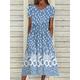 Women's Floral Dress Summer Dress Floral Ditsy Floral Ruched Pocket Crew Neck Midi Dress Fashion Streetwear Outdoor Daily Short Sleeve Loose Fit Navy Blue Royal Blue Blue Summer Spring S M L XL XXL