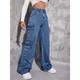 Women's Jeans Cargo Pants Pants Trousers Cotton Solid Color Full Length Micro-elastic High Waist Fashion Streetwear Street Daily Deep Blue Light Blue XS S Summer Spring