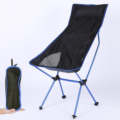 Folding Chair Beach Chair Camping Chair Fishing Chair High Back with Headrest Ultra Light (UL) Foldable Breathable Compact Mesh 7075 Aluminium Alloy for 1 person Fishing Blue Red Orange Dark Blue