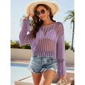 Women's Swimwear Cover Up Normal Swimsuit Cut Out Knitting Plain Beach Wear Holiday Bathing Suits