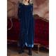 Women's Velvet Dress Casual Dress Winter Dress Long Dress Maxi Dress Velvet Pocket Daily Date Fashion Streetwear Cowl Neck Long Sleeve Blue Color