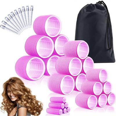 36Pcs Hair Roller Set with Clips, Self-Grip Hair Rollers for Volume, Salon Hairdressing Curlers and DIY Hairstyles, 4 Sizes Rollers Hair Curlers in a Storage Bag