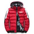 Men's Winter Coat Winter Jacket Puffer Jacket Quilted Jacket Pocket Full Zip Print Outdoor Street Daily Regular Sporty Casual Warm Breathable Fall Winter Letter Black Yellow Red Khaki Puffer Jacket