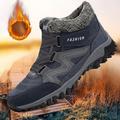 Men's Women Boots Snow Boots Winter Boots Fleece lined Walking Vintage Casual Outdoor Daily Leather Warm Height Increasing Comfortable Lace-up Black Red Gray Red Black Fall Winter
