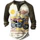 T shirt Tee Henley Shirt Graphic Prints Motorcycle Henley Clothing Apparel Outdoor Casual Long Sleeve Button-Down Print Stylish Lightweight Vintage Sixties Grey And White