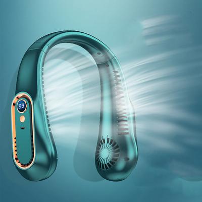 Bladeless Neckband Air Cooler – USB Rechargeable Hanging Fan with Digital Display for Portable Summer Cooling