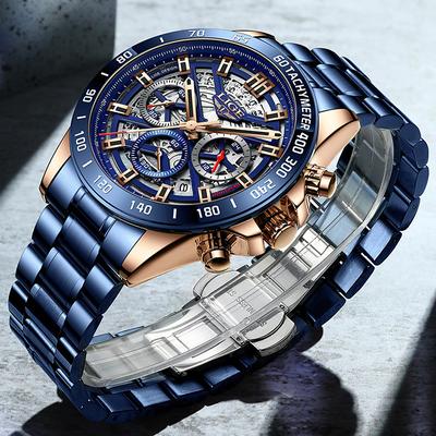 LIGE Fashion Luxury Quartz Men's Watch Waterproof Luminous Stainless Steel Sports Man Wristwatches Chronograph Relogio Masculino