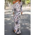 Women's Two Piece Dress Set Casual Dress Sheath Dress Print Dress Outdoor Daily Fashion Streetwear Print Maxi Dress One Shoulder Long Sleeve Graphic Abstract Loose Fit Red Royal Blue Sky Blue Summer
