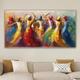 Large Dancing Girl's Painting on Canvas Handpainted Wall Decor Colorful Women Wall Art Extra Large Canvas Modern Home Decoration Dancer Canvas Art Home Room Decor No Frame