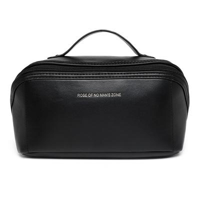 Women's Handbag Makeup Bag Cosmetic Bag PU Leather Travel Large Capacity Durable Solid Color Black White Pink