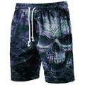 Men's Active Sweat Shorts Terry Shorts Drawstring Elastic Waist Print Skull Graphic Prints Comfort Breathable Short Sports Outdoor Casual Daily Fashion Streetwear Black Yellow Micro-elastic