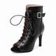 Women's Dance Boots Tango Shoes Professional Samba Stiletto Heel Boots Sexy Boots Fashion Boots Lace-up High Heel Peep Toe Zipper Adults' Almond