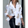 Women's Shirt Blouse Fruit Letter Portrait Work Ruffle Print White Long Sleeve Daily V Neck Spring Fall