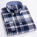 Men's Dress Shirt Button Down Shirt Oxford Shirt Light Blue Dark Red Red Long Sleeve Plaid / Striped / Chevron / Round Shirt Collar All Seasons Office Career Daily Wear Clothing Apparel Print