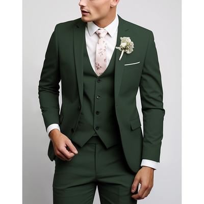 Sage Black Sky Blue Men's Suits Wedding Suits Summer Solid Colored 3 Piece Party Dress Tailored Fit Single Breasted Two-buttons