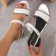 Women's Sandals Block Heel Sandals Rope Sandals Daily Walking Color Block Summer High Heel Block Heel Round Toe Elegant Minimalism Tissage Volant Cross Strap Black White Brown