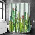 Shower Curtain With Hooks Floral / Botanicals Pattern Suitable For Separate Wet And Dry Zone Divide Shower Curtain Waterproof Shower Curtain for Bathroom