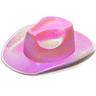 Cowboy Holographic Rave Hat Neon Sparkly Cowgirly Hat Fun Metallic Holographic Party Disco for Adults Kids 80s Disco Style