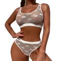 Women'S Erotic Underwear Fashion Sexy Mesh Perspective Love Pattern Women'S Underwear Set