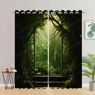 2 Panels Landscape Forest Curtain Drapes Blackout Curtain For Living Room Bedroom Kitchen Window Treatments Thermal Insulated Room Darkening