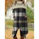 Women's Vintage Dress Plaid Dress Casual Dress Plaid Tribal Patchwork Pocket Cowl Neck Midi Dress Vintage Ethnic Date Long Sleeve Fall Winter