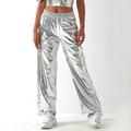 Metallic 1980s Hip Pop Shiny Latex Patent PU Leather Pencil Pants Straight Leg Pants High Waist Women's Masquerade Party Pants
