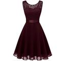 Women's Party Dress Lace Dress Knee Length Dress Pink Red Wine Dark Blue Red White Black Sleeveless Pure Color Lace Spring Summer Crew Neck Elegant 2022 XS S M L XL XXL XXXL