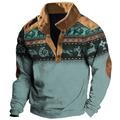 Buffalo Sweater Mens Graphic Hoodie Tribal Prints Daily Ethnic Casual 3D Sweatshirt Pullover Vacation Going Out Streetwear Sweatshirts Blue Sky Brown Long Sleeve Native American Grey Cotton