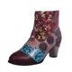 Women's Boots Print Shoes Combat Boots Plus Size Outdoor Daily Floral Color Block Booties Ankle Boots Cone Heel Round Toe Elegant Bohemia Vacation PU Zipper Dark Brown Colorful Navy Blue