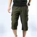 Men's Capri Cargo Shorts Cargo Shorts Capri Pants Zipper Pocket Leg Drawstring Solid Color Ripstop Breathable Work Weekend Streetwear Classic Dark Grey Black